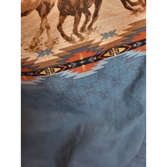 Women's Bit and Bridle Blue/Black Horse Print Button Up XL Western Cowgirl Rodeo - Picture 6 of 9